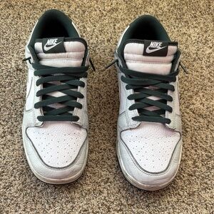 Nike White and Dark Green dunks